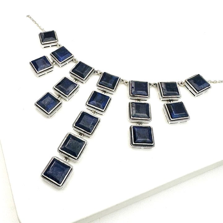 Crown Jewel Bib Necklace - Blue Sapphire