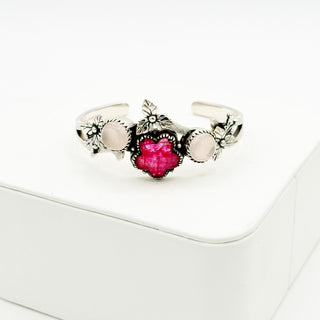 Cherry Blossom Branch Cuff - Ruby and Rose Quartz