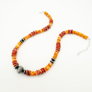 Orange and Red Spinty Crystal Hailey Necklace