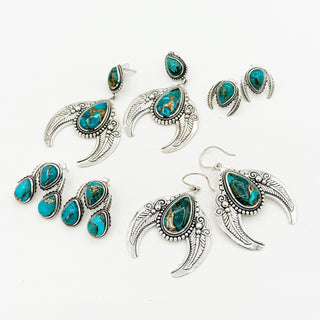 Feather Naja Earrings - Blue Mohave