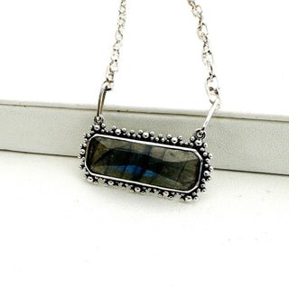 Brilliant Baguettes Bebe Necklace -  Labradorite