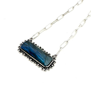 Brilliant Baguettes Bebe Necklace -  Labradorite