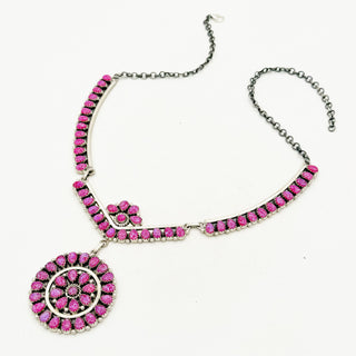 Hot Pink Opal Cluster Statement Necklace