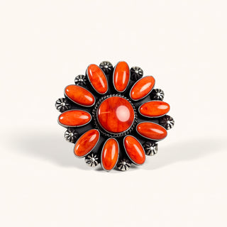 Orange ring on a beige background