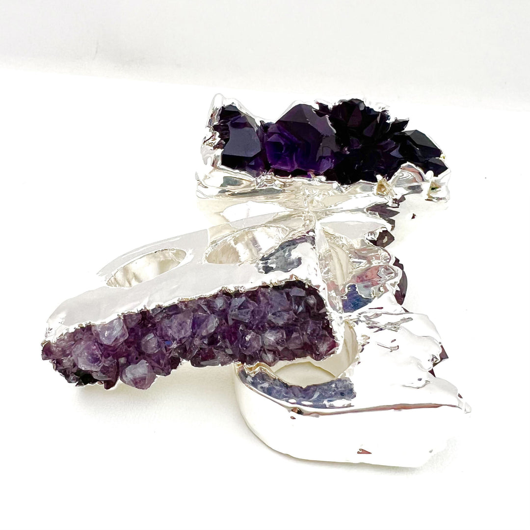 Double Silver Miley GemFire Ring - Amethyst
